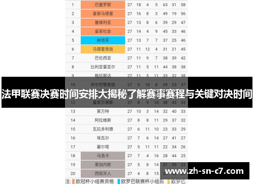 法甲联赛决赛时间安排大揭秘了解赛事赛程与关键对决时间